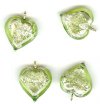1 13x13x6mm Peridot with Foil Lampwork Heart Pendant